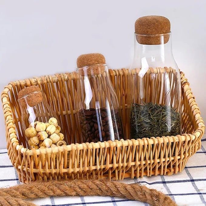 Glass Jars with Cork Lids, Candy Jar with Lid, Coffee jar for Counter, Cookie Jar with Airtight Lids, Clear Glass Jar for Candy, Tea, Coffee Bean, Sugar, Spices, Apothecary etc(150ml/5.07oz)