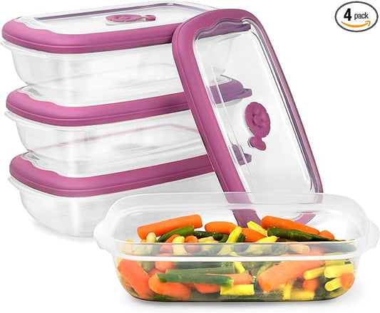 Freezer To Microwave 8-Piece Leak-Proof Meal Prep Containers Reusable, 33 Oz Food Storage Containers With Lids and Steam Vents, Airtight On The Go Lunch Containers, Dishwasher Safe, BPA-Free