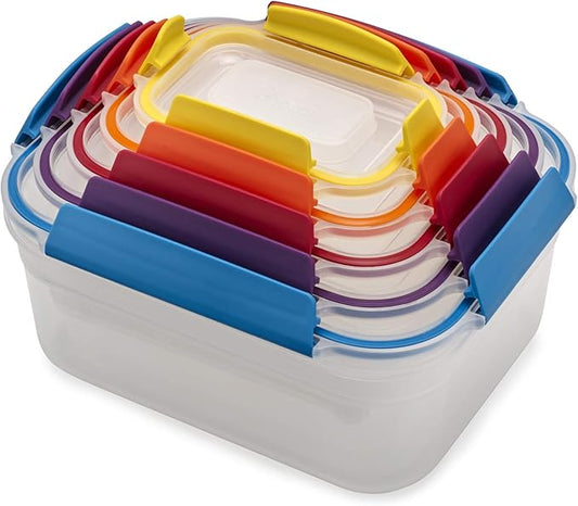 Plastic BPA Free Food Storage Container Set with Lockable Airtight Leakproof Lids, 10-Piece, Multi-Color