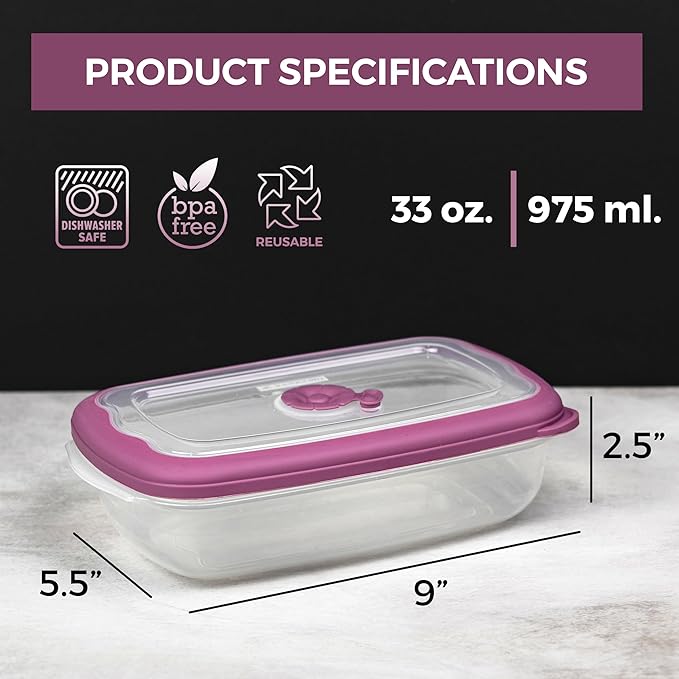 Freezer To Microwave 8-Piece Leak-Proof Meal Prep Containers Reusable, 33 Oz Food Storage Containers With Lids and Steam Vents, Airtight On The Go Lunch Containers, Dishwasher Safe, BPA-Free