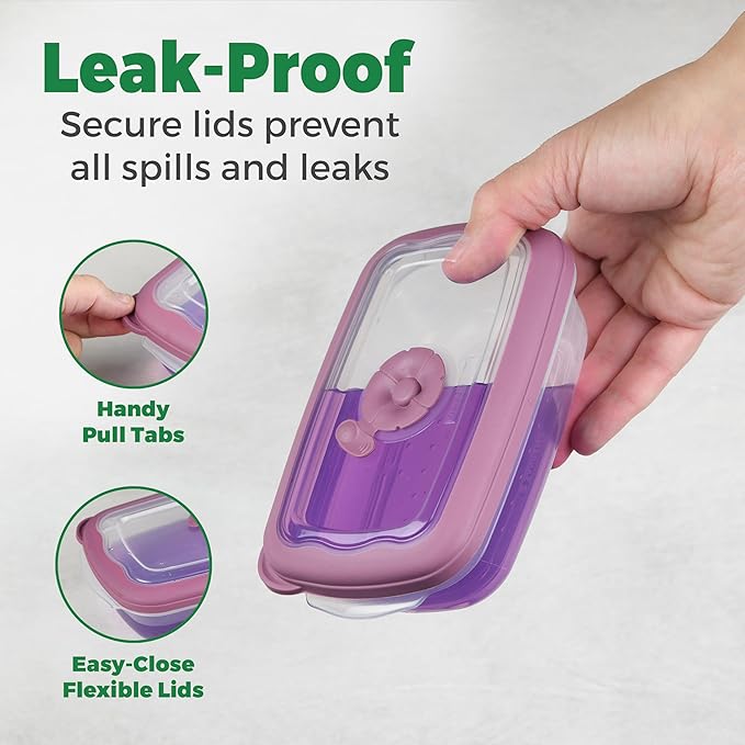 Freezer To Microwave 8-Piece Leak-Proof Meal Prep Containers Reusable, 33 Oz Food Storage Containers With Lids and Steam Vents, Airtight On The Go Lunch Containers, Dishwasher Safe, BPA-Free